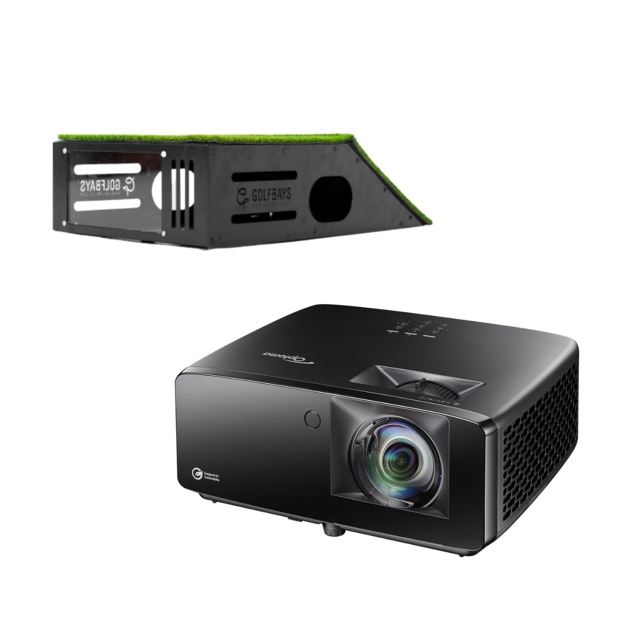 Optoma UHZ36STe 4K UHD prosjektor for golfsimulator + gulvmonteringskoffert