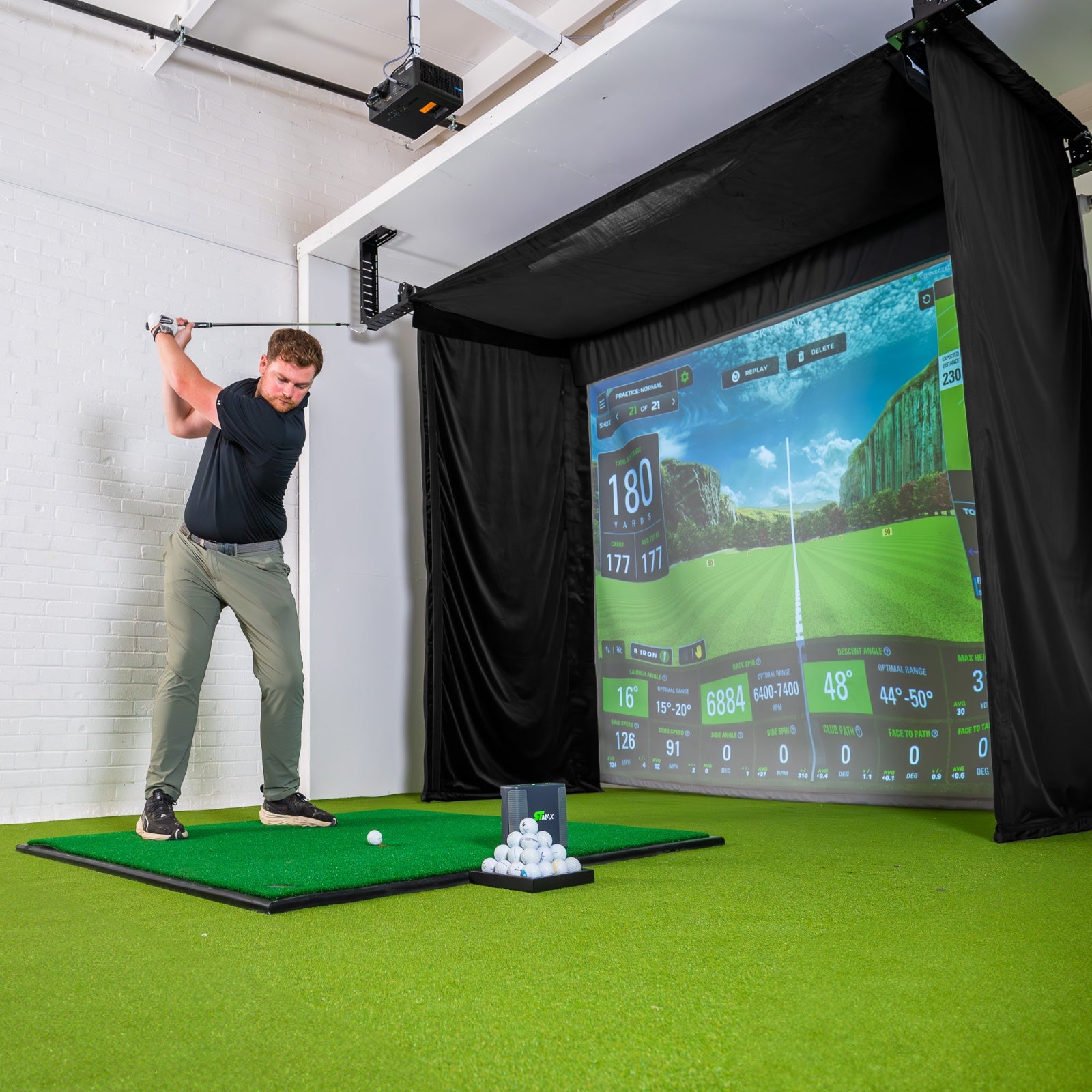 Golfbays Retractable Simbox Golf Simulator Enclosure - W 3.8m x H 3m x D 1.5m